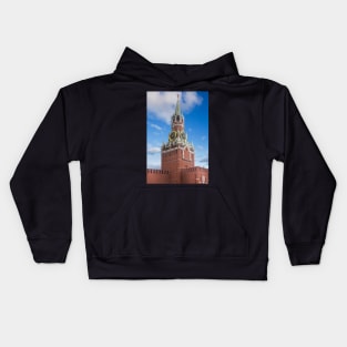 Spasskaya tower of Kremlin in Moscow, Russia Kids Hoodie